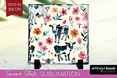 Floral Animals Slate PNG - Farm Animals Square Slate Product Image 1