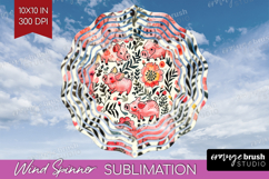 Floral Animals Wind Spinner Sublimation PNG - Farm Animals Product Image 1