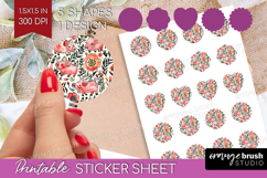 Floral Animals Round Sticker - Farm Animals Printable Sheet Product Image 1