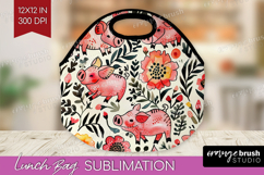 Floral Animals Lunch Bag - Farm Animals Lunch Bug PNG Product Image 1