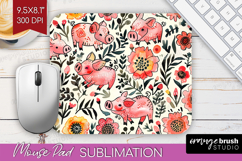 Floral Animals Mouse Pad Sublimation - Farm Animals Mousepad Product Image 1