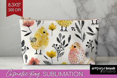 Floral Animals Cosmetic Bag - Farm Animals Makeup Bag PNG Product Image 1