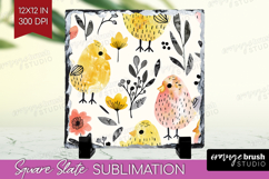 Floral Animals Slate PNG - Farm Animals Square Slate Product Image 1