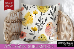 Floral Animals Pillow Sublimation - Farm Animals Pillow PNG Product Image 1