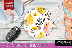 Floral Animals Car Coaster - Farm Animals Coaster PNG Product Image 1