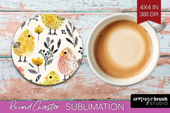 Floral Animals Round Coaster - Farm Animals Coaster PNG Product Image 1