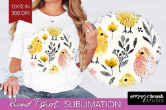 Floral Animals Round Tshirt Background - Farm Animals PNG Product Image 1