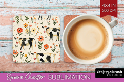 Floral Animals Square Coaster - Farm Animals Coaster PNG Product Image 1