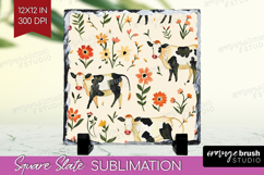 Floral Animals Slate PNG - Farm Animals Square Slate Product Image 1