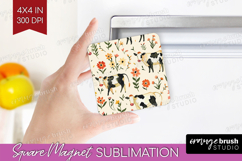 Floral Animals Magnet Sublimation - Farm Animals Square PNG Product Image 1
