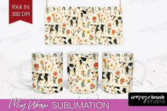 Floral Animals Mug Wrap - Farm Animals Mug PNG Sublimation Product Image 1