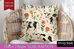 Floral Animals Pillow Sublimation - Farm Animals Pillow PNG Product Image 1