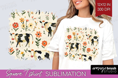Floral Animals Square Tshirt Background - Farm Animals PNG Product Image 1