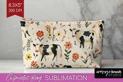 Floral Animals Cosmetic Bag - Farm Animals Makeup Bag PNG Product Image 1
