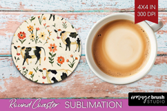 Floral Animals Round Coaster - Farm Animals Coaster PNG Product Image 1