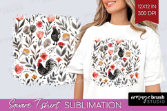 Floral Animals Square Tshirt Background - Farm Animals PNG Product Image 1