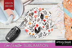 Floral Animals Car Coaster - Farm Animals Coaster PNG Product Image 1