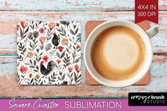 Floral Animals Square Coaster - Farm Animals Coaster PNG Product Image 1