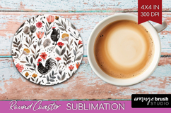 Floral Animals Round Coaster - Farm Animals Coaster PNG Product Image 1