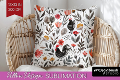 Floral Animals Pillow Sublimation - Farm Animals Pillow PNG Product Image 1