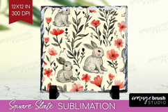 Floral Animals Slate PNG - Farm Animals Square Slate Product Image 1