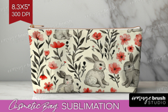 Floral Animals Cosmetic Bag - Farm Animals Makeup Bag PNG Product Image 1