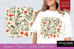 Floral Animals Square Tshirt Background - Farm Animals PNG Product Image 1