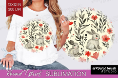 Floral Animals Round Tshirt Background - Farm Animals PNG Product Image 1