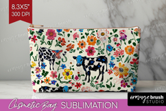 Floral Animals Cosmetic Bag - Farm Animals Makeup Bag PNG Product Image 1