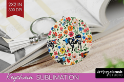 Floral Animals Keychain PNG - Farm Animals Keychain Product Image 1