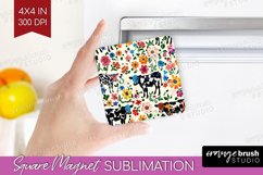 Floral Animals Magnet Sublimation - Farm Animals Square PNG Product Image 1