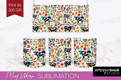 Floral Animals Mug Wrap - Farm Animals Mug PNG Sublimation Product Image 1