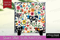 Floral Animals Slate PNG - Farm Animals Square Slate Product Image 1