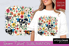 Floral Animals Square Tshirt Background - Farm Animals PNG Product Image 1