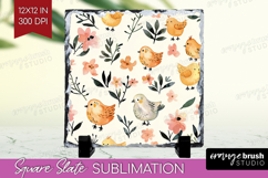 Floral Animals Slate PNG - Farm Animals Square Slate Product Image 1