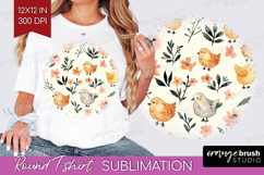 Floral Animals Round Tshirt Background - Farm Animals PNG Product Image 1