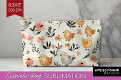 Floral Animals Cosmetic Bag - Farm Animals Makeup Bag PNG Product Image 1