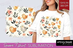 Floral Animals Square Tshirt Background - Farm Animals PNG Product Image 1