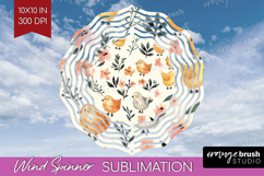 Floral Animals Wind Spinner Sublimation PNG - Farm Animals Product Image 1