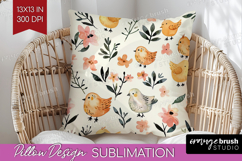 Floral Animals Pillow Sublimation - Farm Animals Pillow PNG Product Image 1
