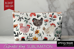 Floral Animals Cosmetic Bag - Farm Animals Makeup Bag PNG Product Image 1