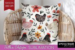 Floral Animals Pillow Sublimation - Farm Animals Pillow PNG Product Image 1