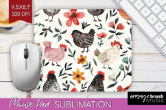 Floral Animals Mouse Pad Sublimation - Farm Animals Mousepad Product Image 1
