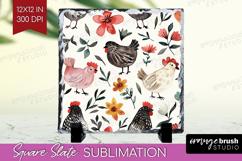 Floral Animals Slate PNG - Farm Animals Square Slate Product Image 1
