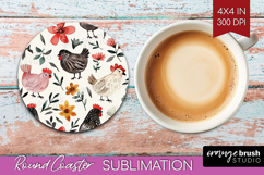 Floral Animals Round Coaster - Farm Animals Coaster PNG Product Image 1