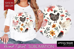 Floral Animals Round Tshirt Background - Farm Animals PNG Product Image 1