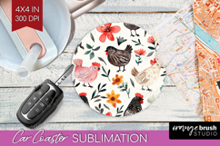 Floral Animals Car Coaster - Farm Animals Coaster PNG Product Image 1