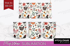 Floral Animals Mug Wrap - Farm Animals Mug PNG Sublimation Product Image 1