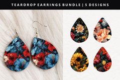 Flower Teardrop Earring Sublimation PNG Bundle Product Image 3