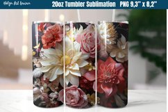 3D Flower 20 OZ Skinny Tumbler Sublimation Product Image 1